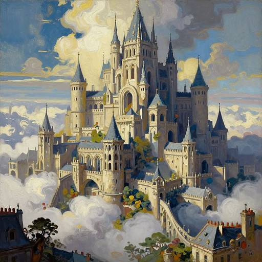 Medieval Fantasy City Above Clouds