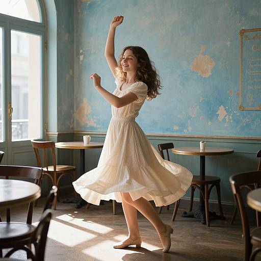 Graceful Dance in Vintage French Café