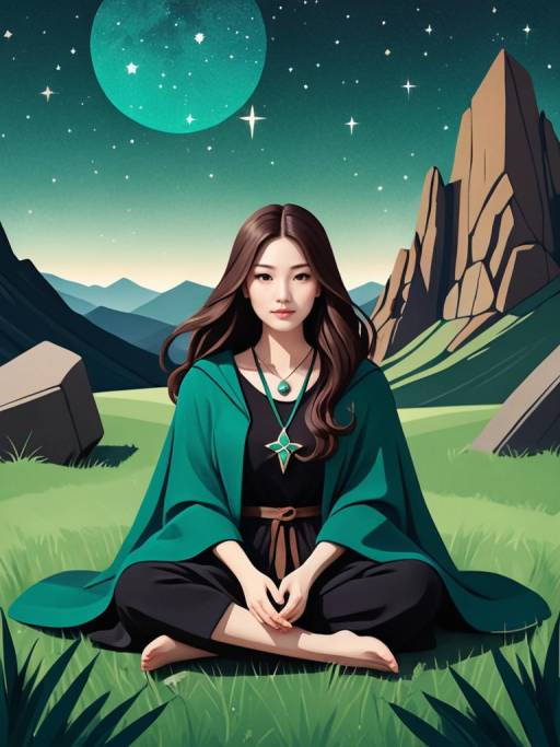 Stylized Woman in Nature at Night