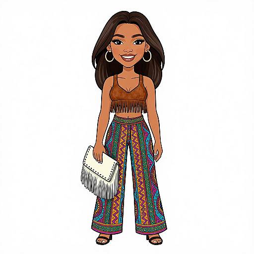 Bohemian Woman Smiling in Ethnic Outfit