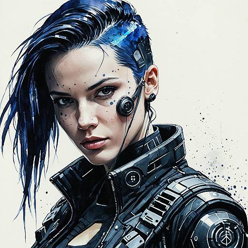 Cyberpunk Female Cybernetic Assassin Portrait