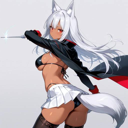 Empowered Fox Girl in Black Attire Empowered Fox Girl in Black Attire