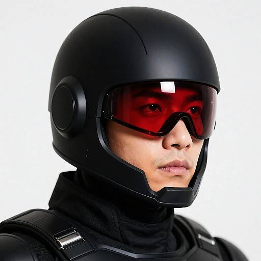 Futuristic Armored Man Close-Up Shot