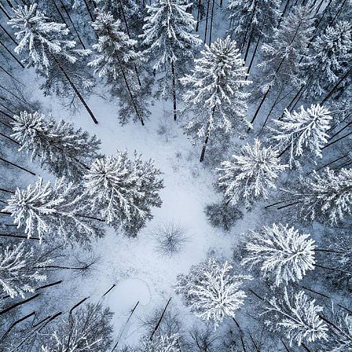 Winter Forest Aerial Snow Scene