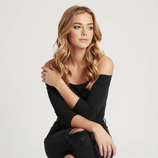 Young Woman in Casual Black Outfit