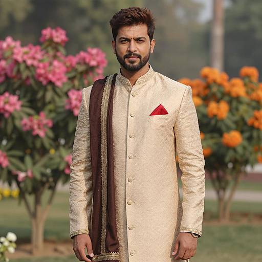 Stylish Indian Man in Sherwani Portrait