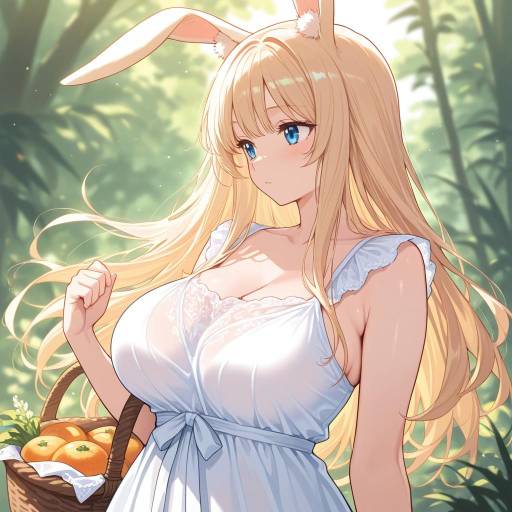 Vibrant Steampunk Girl with Rabbit Ears