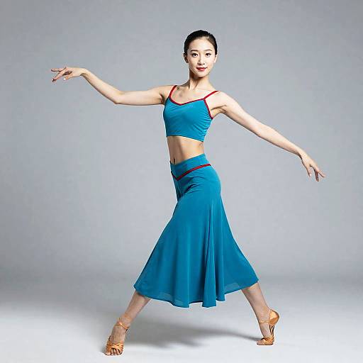 Turquoise Dress with Red Trim