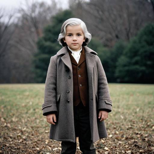 Boy Dressed as George Washington in Historic Costume
