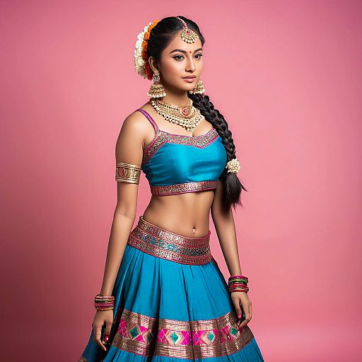 Radiant Sister in Vibrant Chaniya Choli