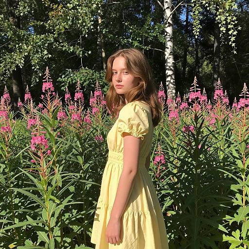 Sunlit Forest Portrait of Young Woman
