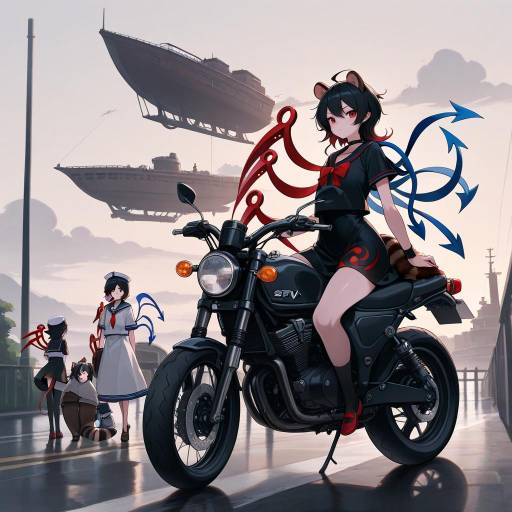 Colorful Sailor Girls with Wings and Vehicles