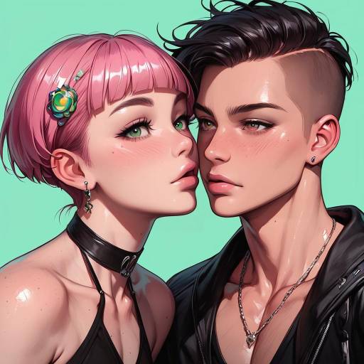 Bold Young Couple with Vibrant Styles Bold Young Couple with Vibrant Styles