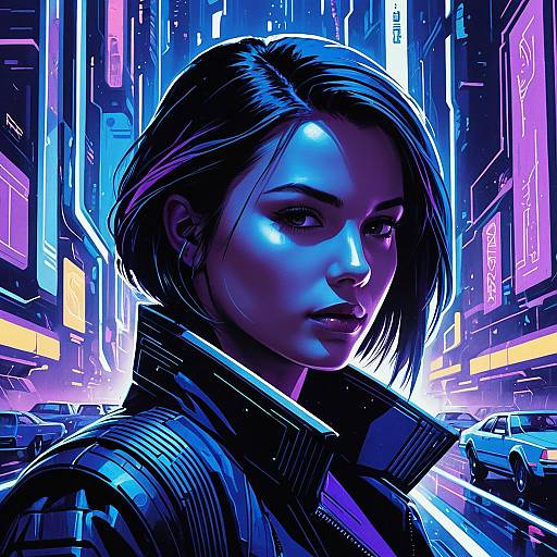Cyberpunk Woman in Neon City