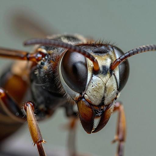 Ultra-Macro Close-Up of Hornet Face