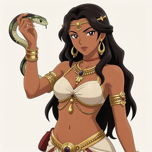Tanned Anime Snake Charmer Woman