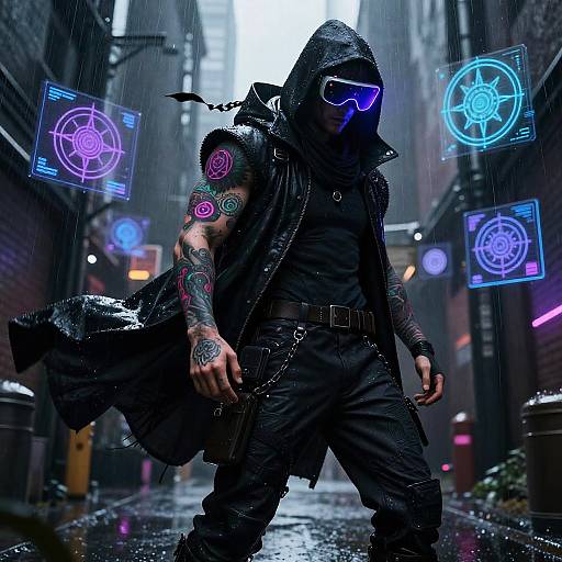 Cyberpunk Shadow Rogue in Rain