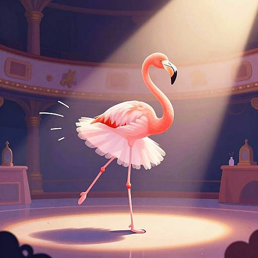 Graceful Flamingo Ballerina on Stage