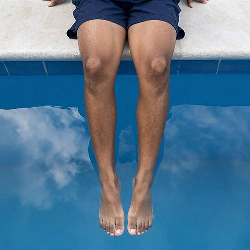 Vibrant Poolside Legs with Reflection