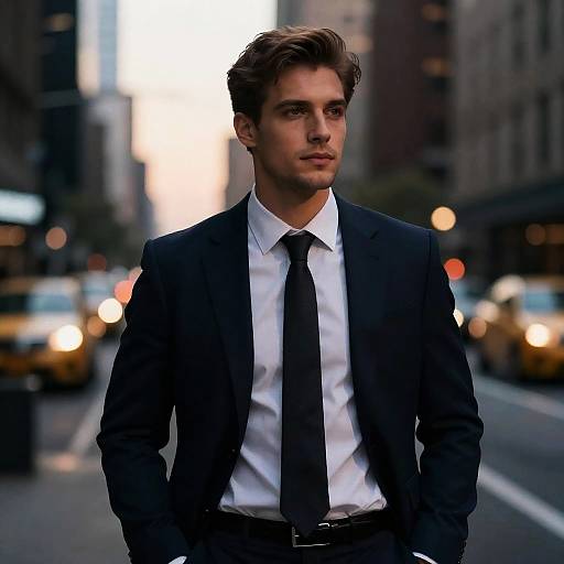 Elegant Businessman at Dawn in NYC