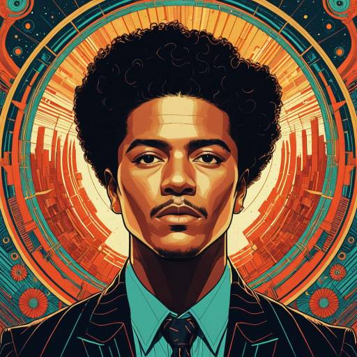 Vibrant Digital Portrait of a Man with Afro Hair