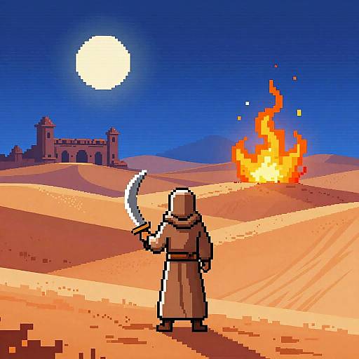 Desert Nomad Pixel Art Scene
