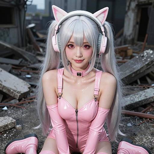 Kpop Idol in Futuristic Ruins