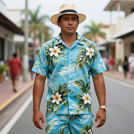 Man in Tropical Hawaiian Outfit