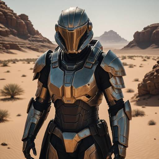 Futuristic Armored Character in Desert