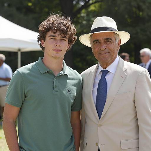 Outdoor Scene of Two Men Interacting