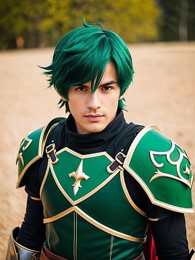 Lifestyle costume photo of Alm (fire emblem). Cosplay clothes