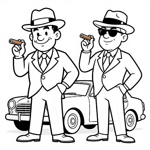 Vintage Mobster Cartoon Coloring Pages