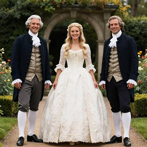 Elegant Garden Portrait in 18th Century