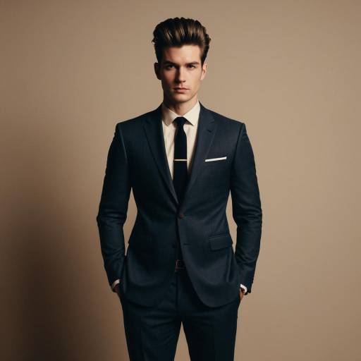 Confident Young Man in Navy Blue Suit