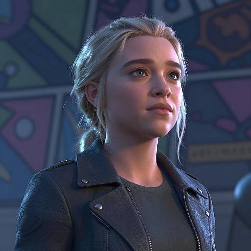 Low Angle Stylized Portrait of Florence Pugh