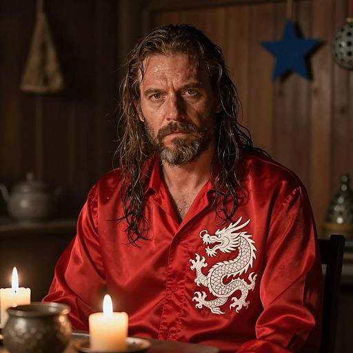 Mysterious Man in Silk Shirt