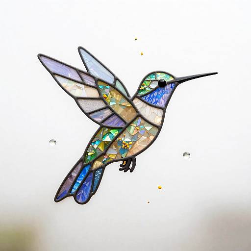 Stained Glass Hummingbird Mosaic, Prismatic Shards