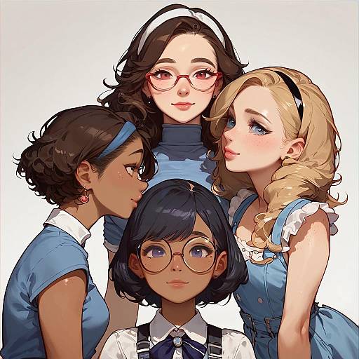 Three Anime Girls Diverse Features