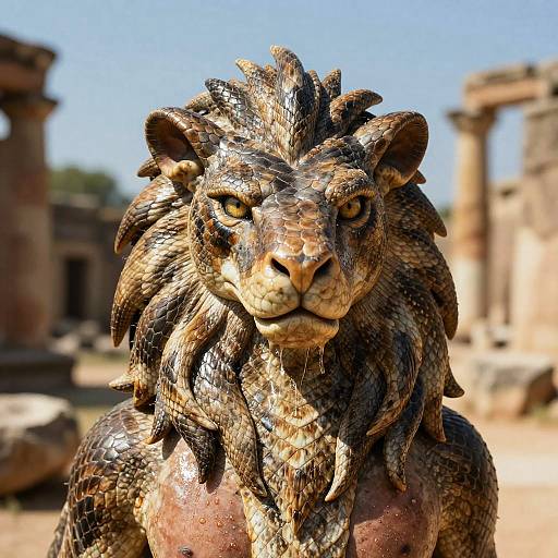 Hyperrealistic Snake Skin Griffin Portrait