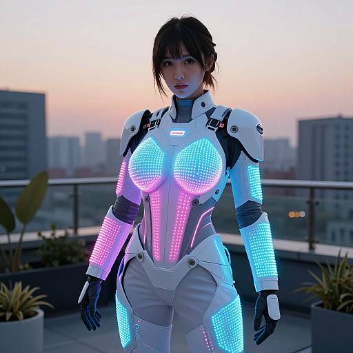 Cyberpunk Woman in LED Suit
