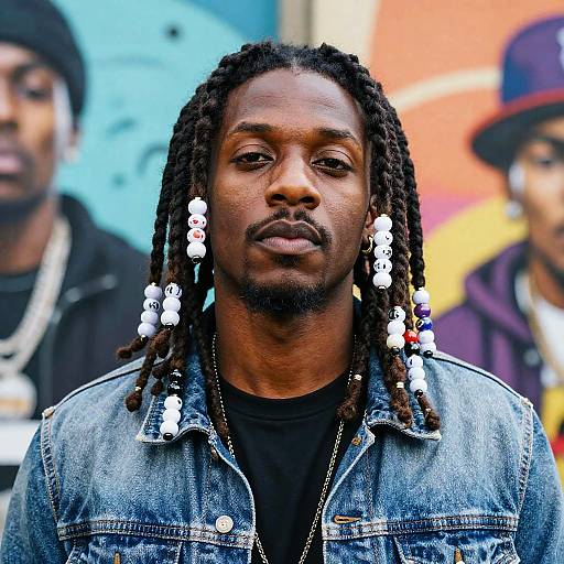 Confident Black Rapper with Beaded Dreads