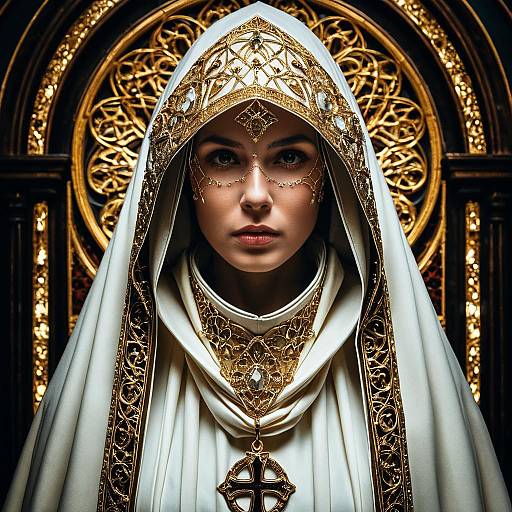 Ultrarealistic Portrait of Hooded Catholic Woman