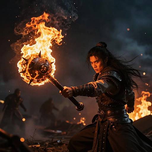 Flaming Mace Wielded by Warrior