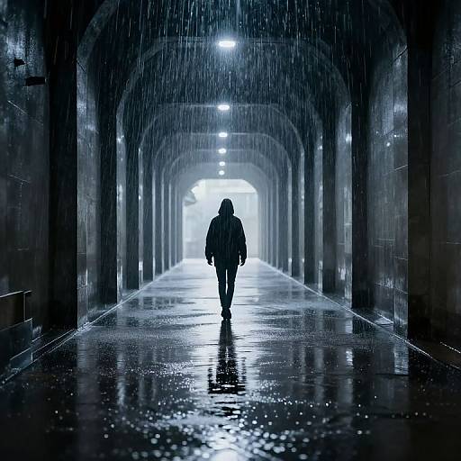 Surreal Rain in Endless Corridor
