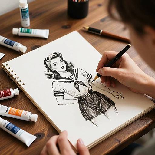 Vintage Pin Up Artist Studio Scene