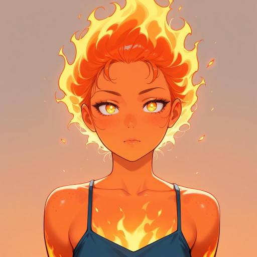 Fiery Phoenix: A Vibrant Humanoid Figure Fiery Phoenix: A Vibrant Humanoid Figure
