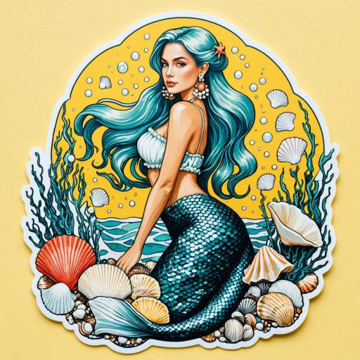 Fantasy Mermaid Sticker with Seashells