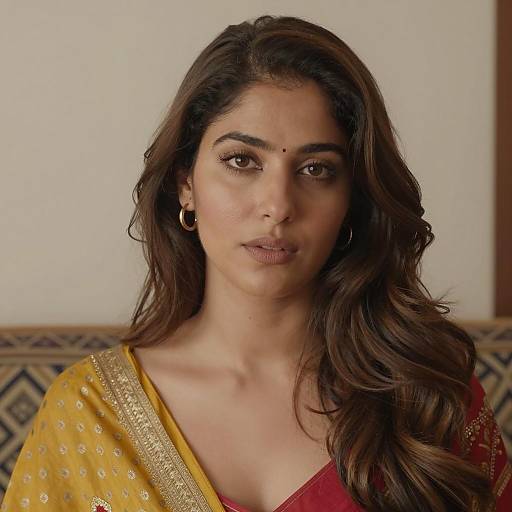 Elegant Woman in Colorful Shawl Portrait