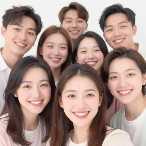 AI-Enhanced Cheerful Group Selfie