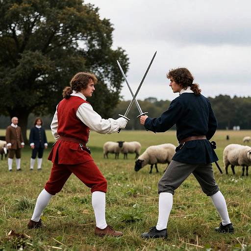 18th Century Sword Duel in Grassy Field